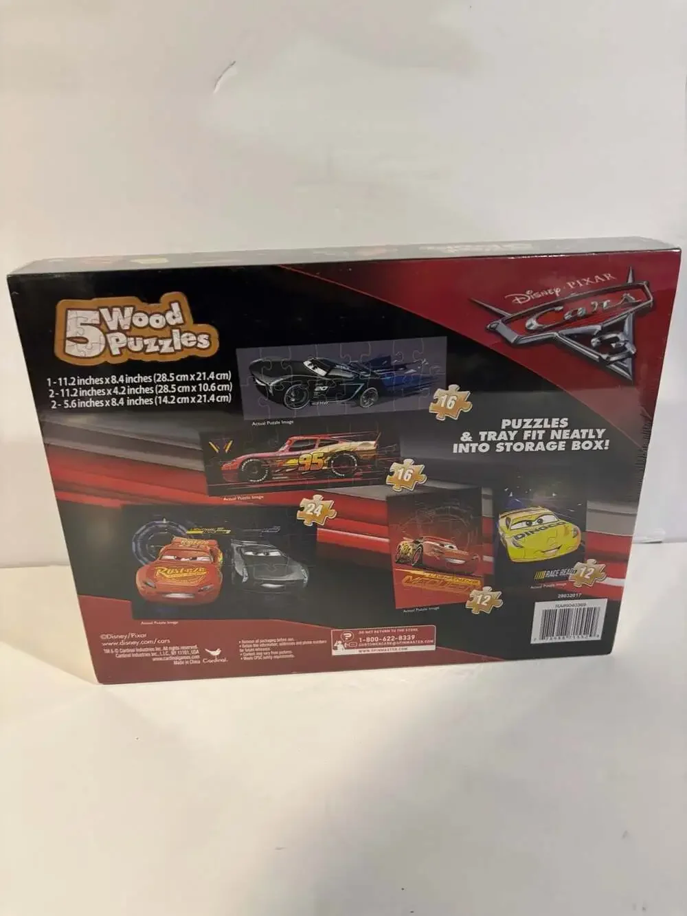 Disney Pixar Cars 3 Set of 5 Wood Puzzles with Storage Tray